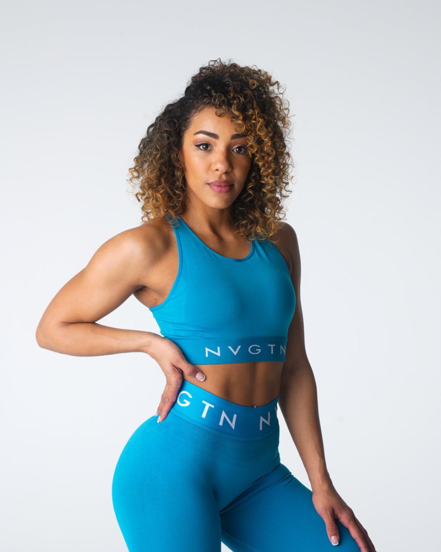 Sujetadores Deportivos NVGTN Trilogy Deporte Seamless Mujer Azules | dpE1PD5A