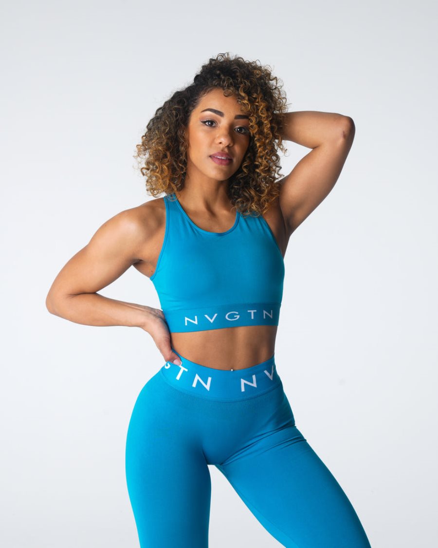 Sujetadores Deportivos NVGTN Trilogy Deporte Seamless Mujer Azules | dpE1PD5A