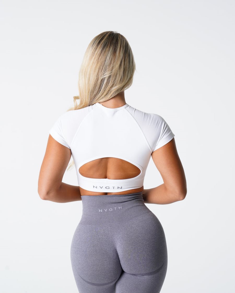 Sujetadores Deportivos NVGTN Vortex Seamless Top Mujer Blancas | vzxPS2E8