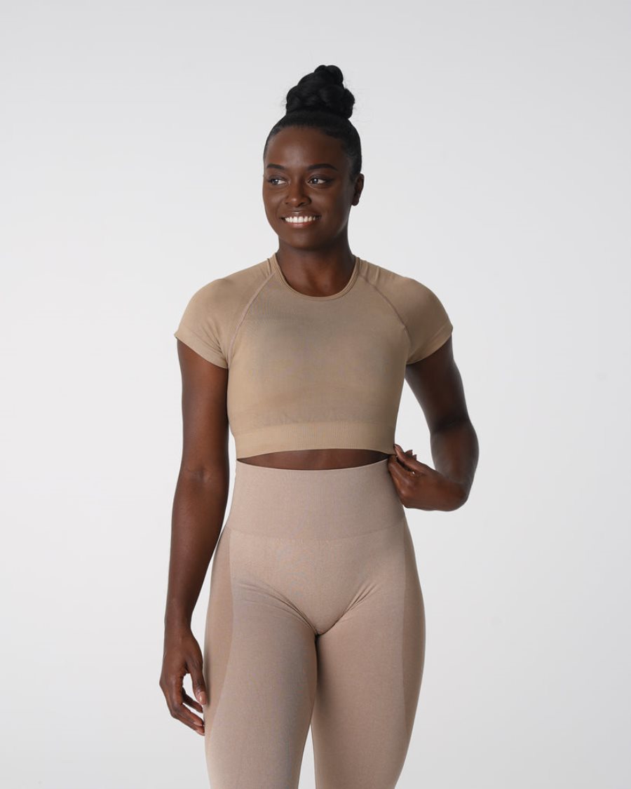 Sujetadores Deportivos NVGTN Vortex Seamless Top Mujer Beige | wdqYzcNa