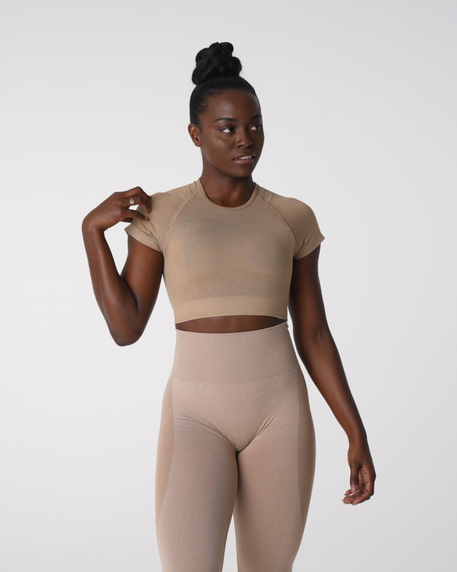 Sujetadores Deportivos NVGTN Vortex Seamless Top Mujer Beige | wdqYzcNa