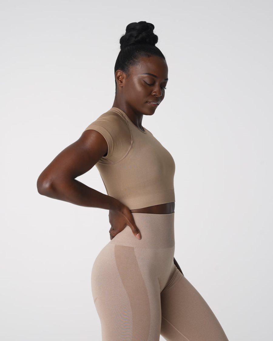 Sujetadores Deportivos NVGTN Vortex Seamless Top Mujer Beige | wdqYzcNa