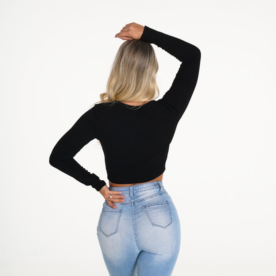 Tops NVGTN Essentials Acanalado Crop Mujer Negras | Mp38GEg5