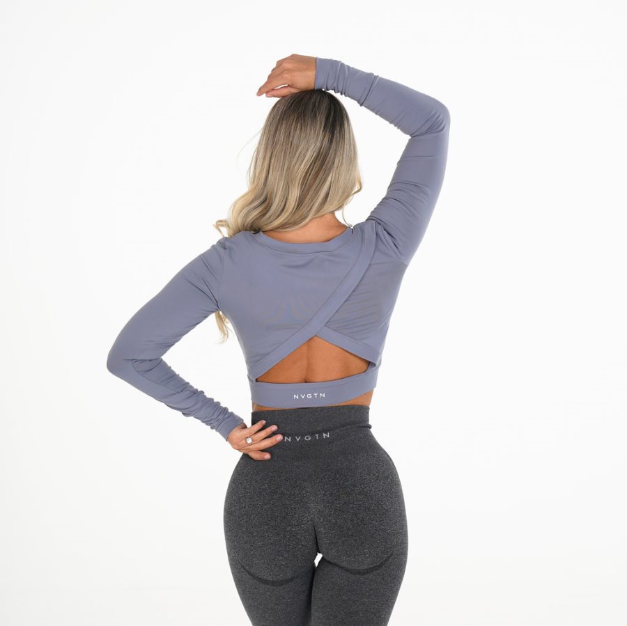 Tops NVGTN Form Long Sleeve Crop Mujer Azules | qMSUeMRU