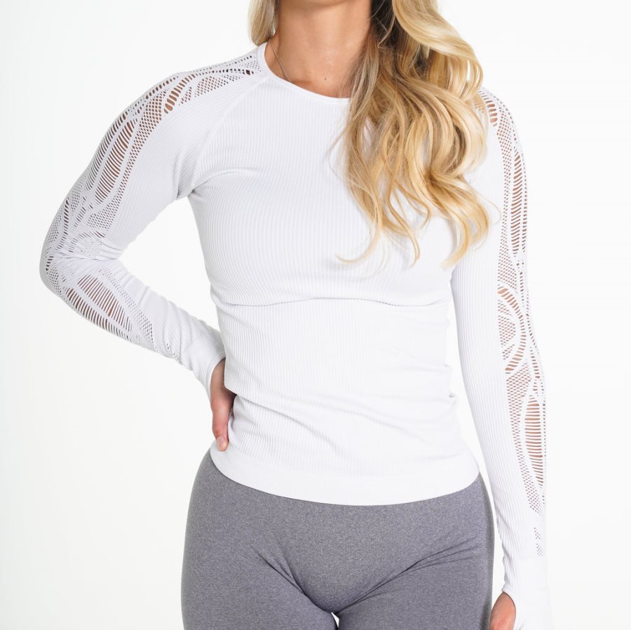 Tops NVGTN Henna Seamless Long-Sleeve Mujer Blancas | NHc8Fy6k