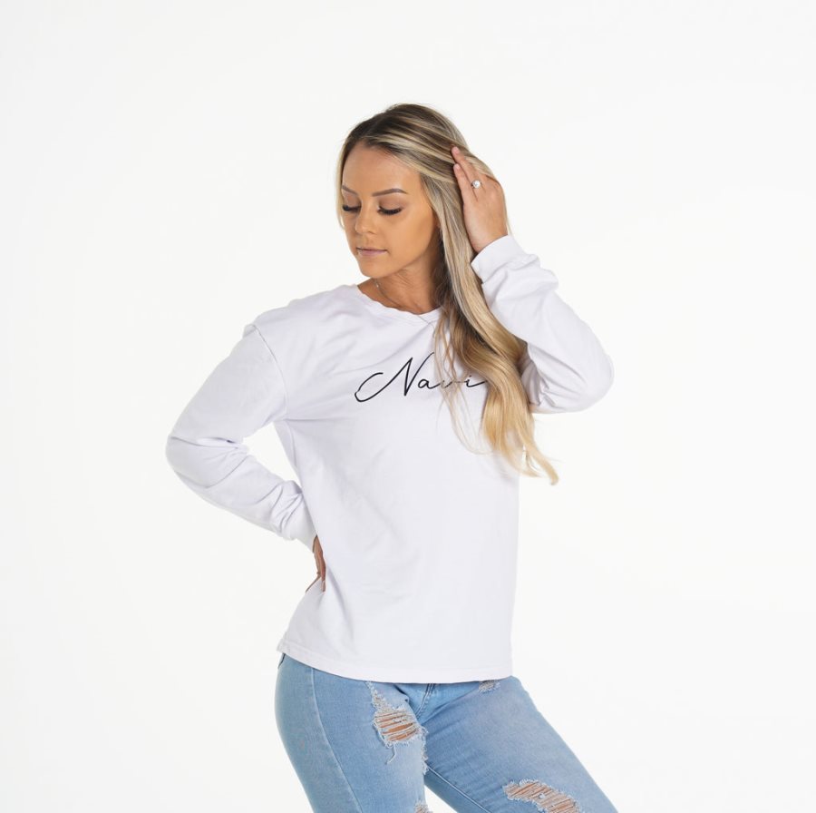 Tops NVGTN Navi Crew Neck Mujer Blancas | MvlTsB04