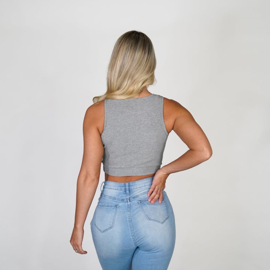 Tops NVGTN Out and About Acanalado Crop Mujer Gris | OWzVDBi6