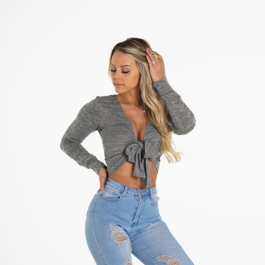 Tops NVGTN Wrap Mujer Gris | RVqOjifp