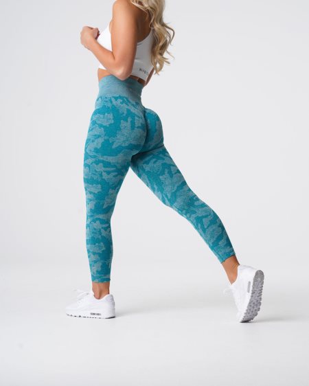 Leggins NVGTN Camo Seamless Mujer Turquesa | KQlaRhxM